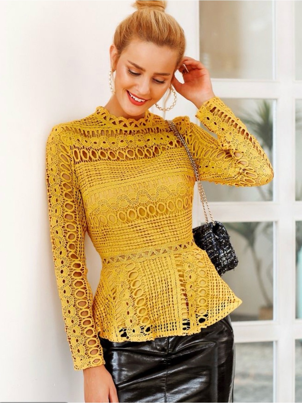 Endless Rose Crochet Lace Peplum Top - Small